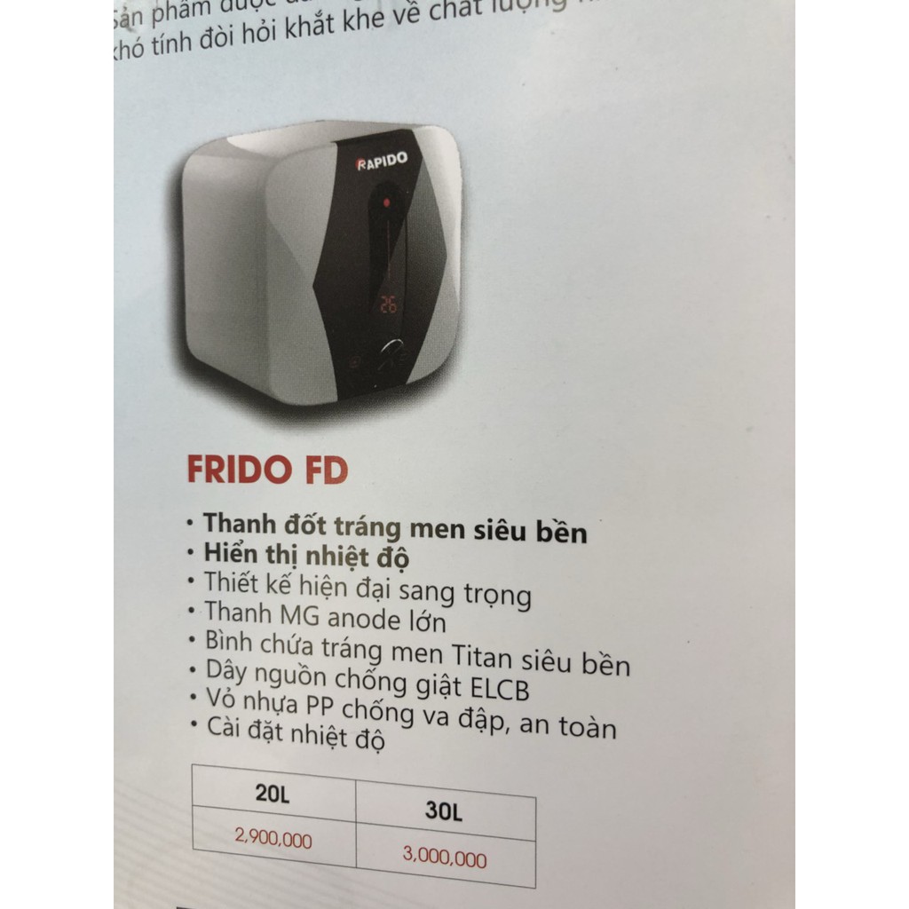 Bình nóng lạnh Ferroli Rapido Frido 30FD 30 lít