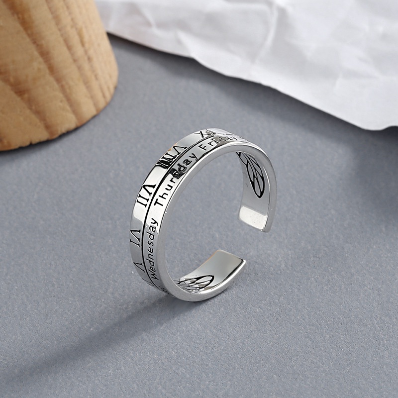 Nhẫn nam nữ tròn Merin Accessories màu bạc thời trang chất Titan đẹp đơn giản không gỉ - Nhẫn Monday