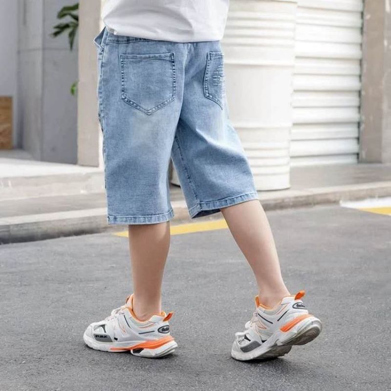 Quần Jeans Lửng Lưng Thun Thời Trang Cho Bé Trai