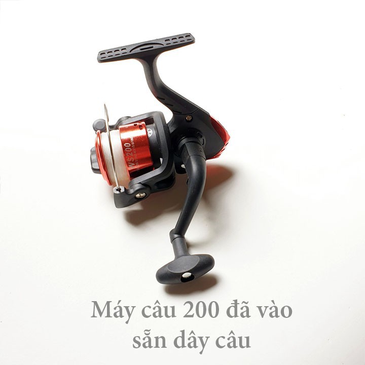 bộ cần câu 2 khúc đặc dài 1m65 + máy câu + phụ kiện đầy đủ y hình cần tải cá 10kg y hình