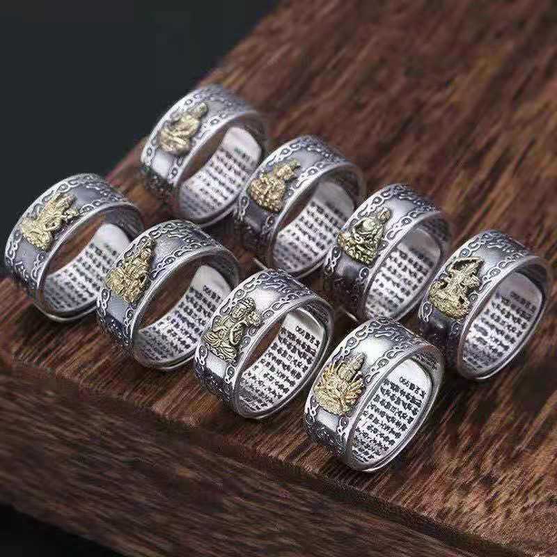 Nhẫn Bạc Khắc Hình Phật Phong Cách Cổ Điển Cho Nam