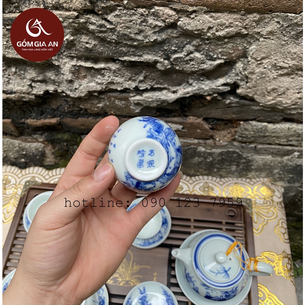 Chén lẻ - chén trà men lam phỏng cổ cao cấp tiện dụng