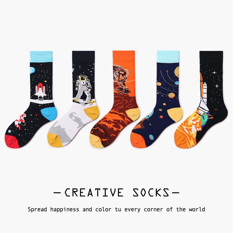 Tất vớ nam nữ cao cổ họa tiết Không Gian - Free ship + Quà tặng Loved socks by TatsTats.vn