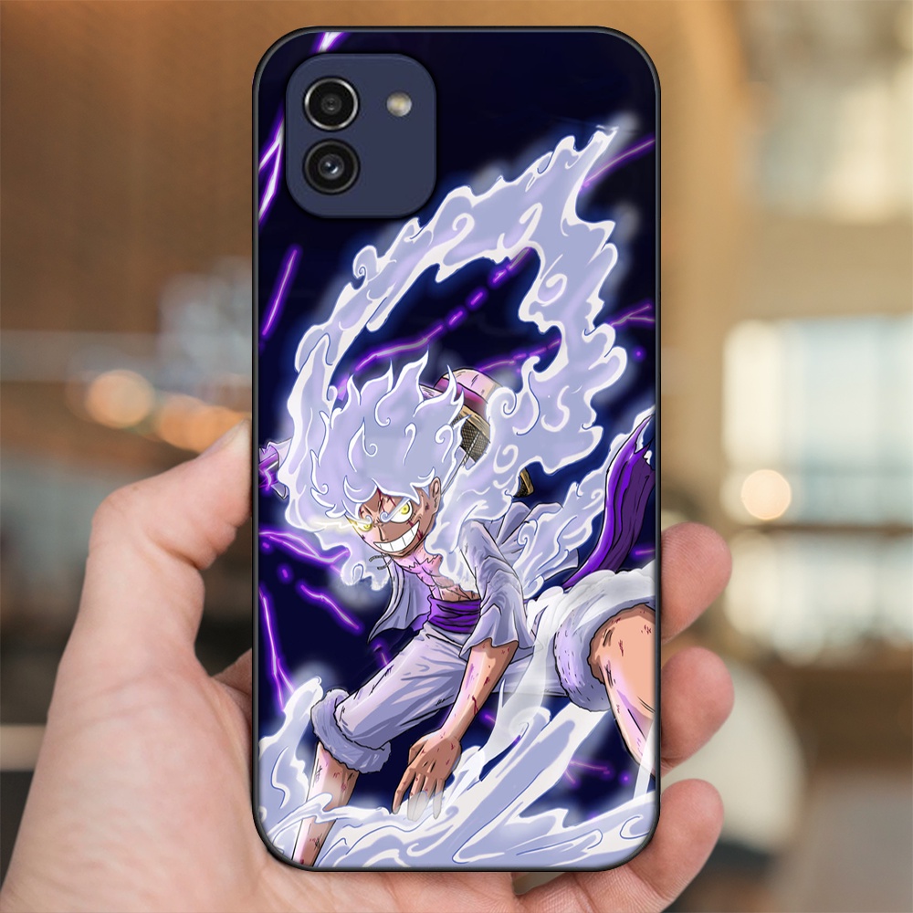 Ốp lưng Samsung A03 viền đen in hình Luffy One Piece