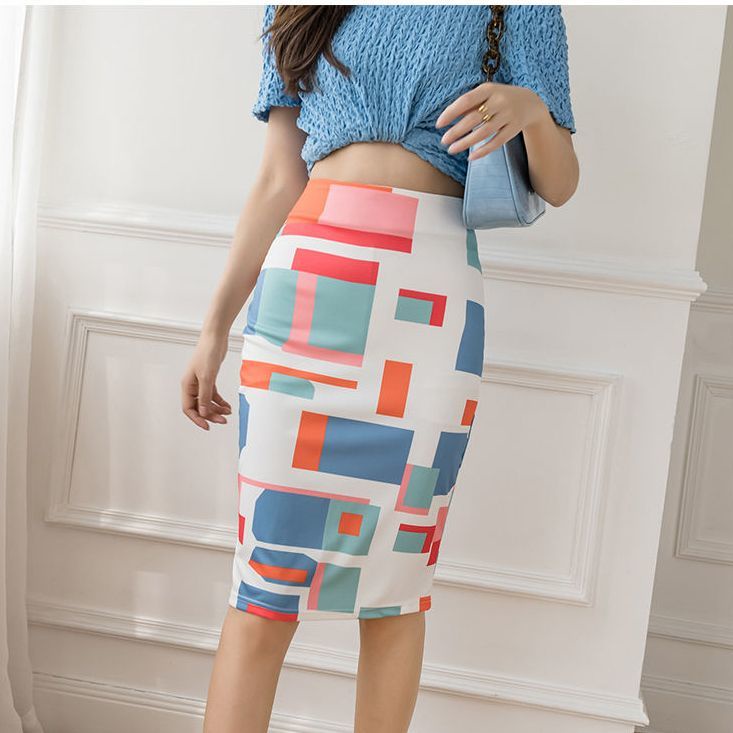 Chân Váy Bút Chì Lưng Cao In Họa Tiết Hoa Thời Trang Mùa Hè Dễ Phối Đồ