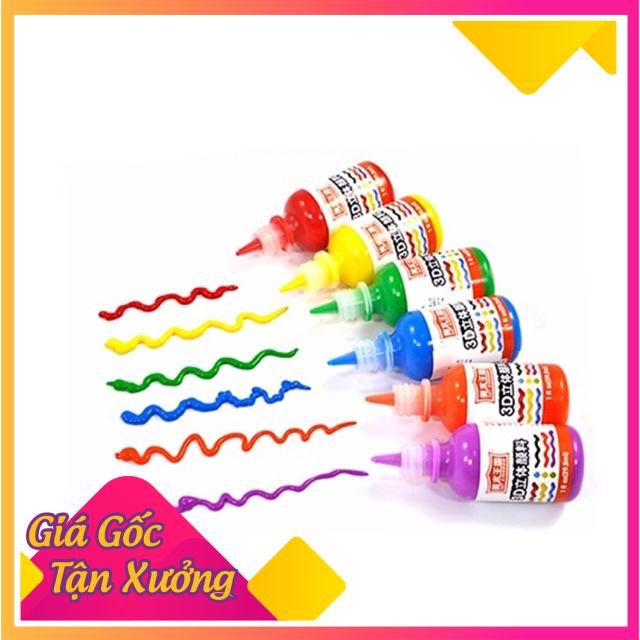 Bộ 6 màu vẽ nổi acrylic 3D 18ml, màu vẽ vải, custum giày, màu vẽ nhựa, màu vẽ kính - MỘC XINH