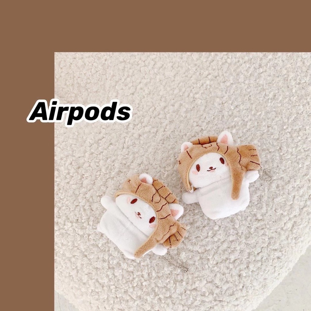 Vỏ Bảo Vệ Hộp Sạc Tai Nghe Hình Mèo Nhồi Bông Xinh Xắn Cho Airpods 1 / 2 Pro 3