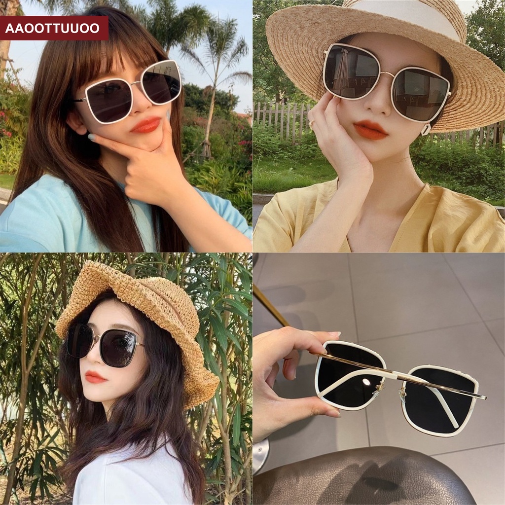 Thời Trang Kính Mát Gọng Lớn Chống Tia Cực Tím Phong Cách Retro Hàn Quốc Cho Nữ