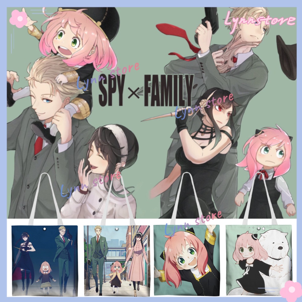 Nhật Bản Anime Spy X Family Print Handbag Phụ nữ Manga Nhân vật Yor Forger Anya Túi mua sắm Harajuku Totes Túi vải Túi đeo vai Quà tặng