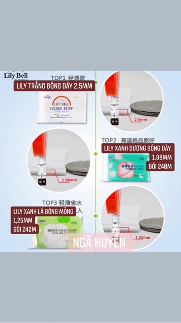 Bông tẩy trang LILY BELL 1 gói 222 miếng( hàng có sẵn)