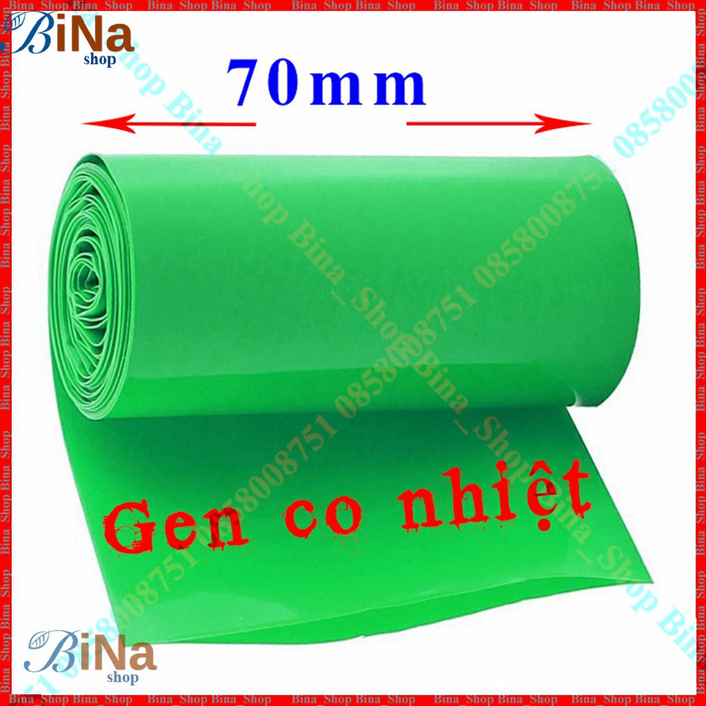 [1 mét] Màng co nhiệt pin 3S 18650 70mm xanh lá/xanh dương/đen