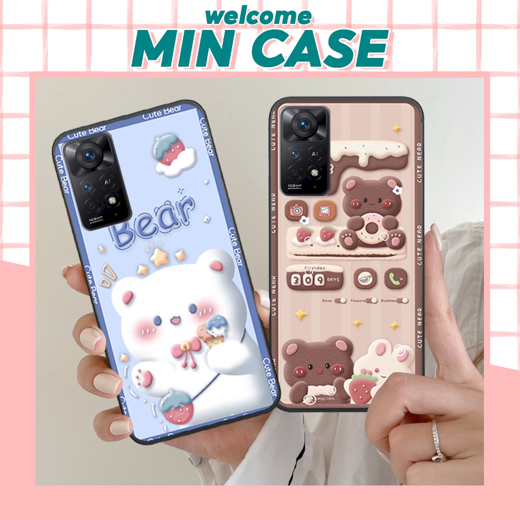 Ốp lưng Xiaomi Redmi Note 11/ 11 Pro/ Redmi Note 11S hình gấu, thỏ, hình nền đồng hồ dễ thương