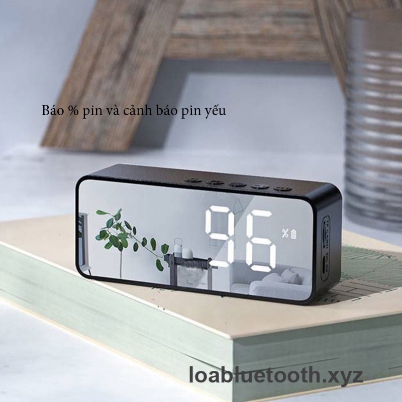 Loa bluetooth mini JM03 chính hãng giá rẻ, màn hình gương, led hiển thị giờ kèm đồng hồ báo thức, pin 8 giờ