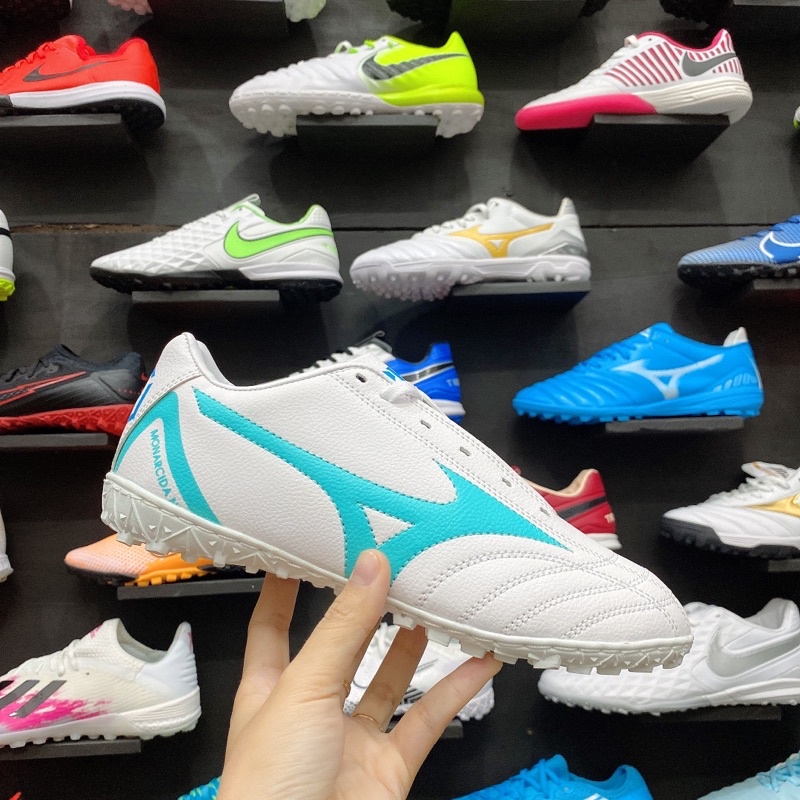 Giày đá bóng MIZUNO PHỦI HT TF ( Xanh Ngọc ) đã khâu full đế.