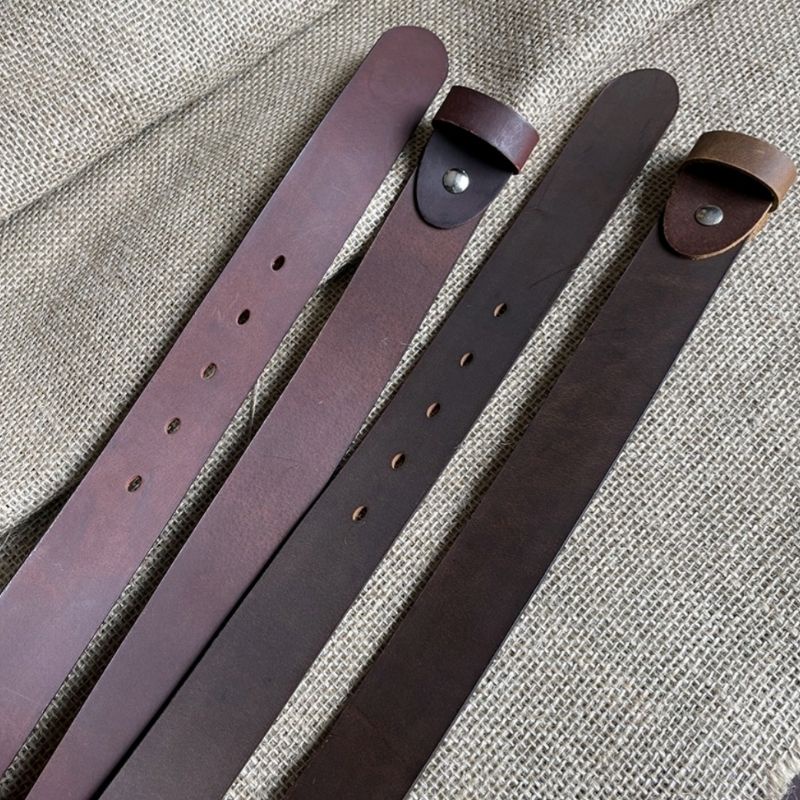 Dây Nịt Da Bò Thắt Lưng Nam Da Bò Sáp Ngựa Điên Không Mặt Khóa bản 3.7cm đục 5 lổ Bảo hành 24Tháng,