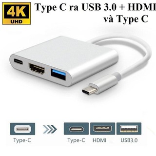 Hub USB Type C sang HDMI, USB 3.0 và Type-C dùng cho MacBook,Google Chromebook Pixel