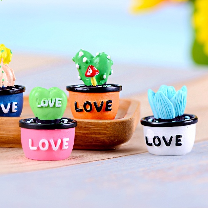Chậu xương rồng tiểu cảnh chữ love bán lẻ trang trí mô hình, bonsai, tiểu cảnh