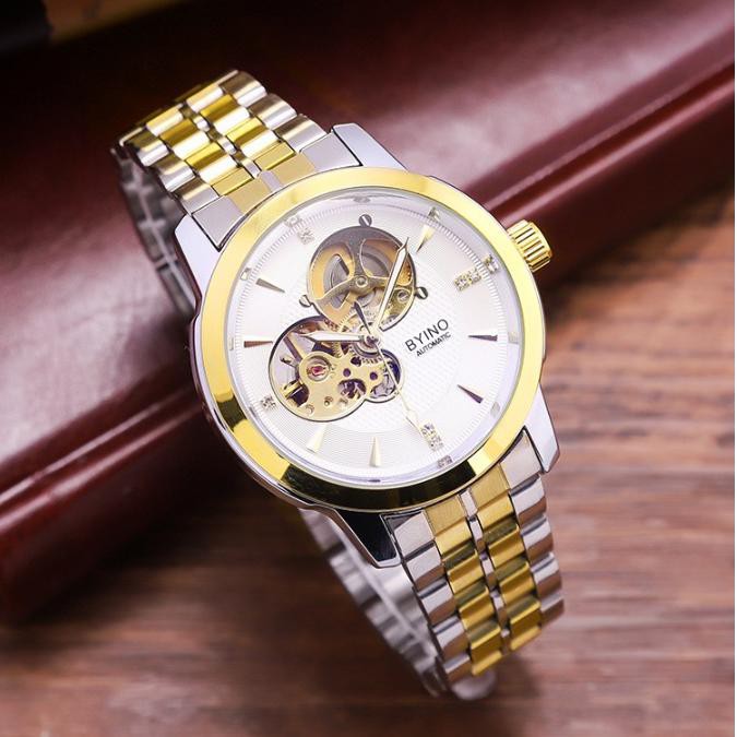 Đồng Hồ Nam BYINO 8082 Dây Thép Không Gỉ Cơ Tự Động - Lộ Máy