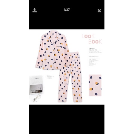 [Sẵn] Bộ Pyjama dài tay lookbook Hàng Quảng châu cực xinh