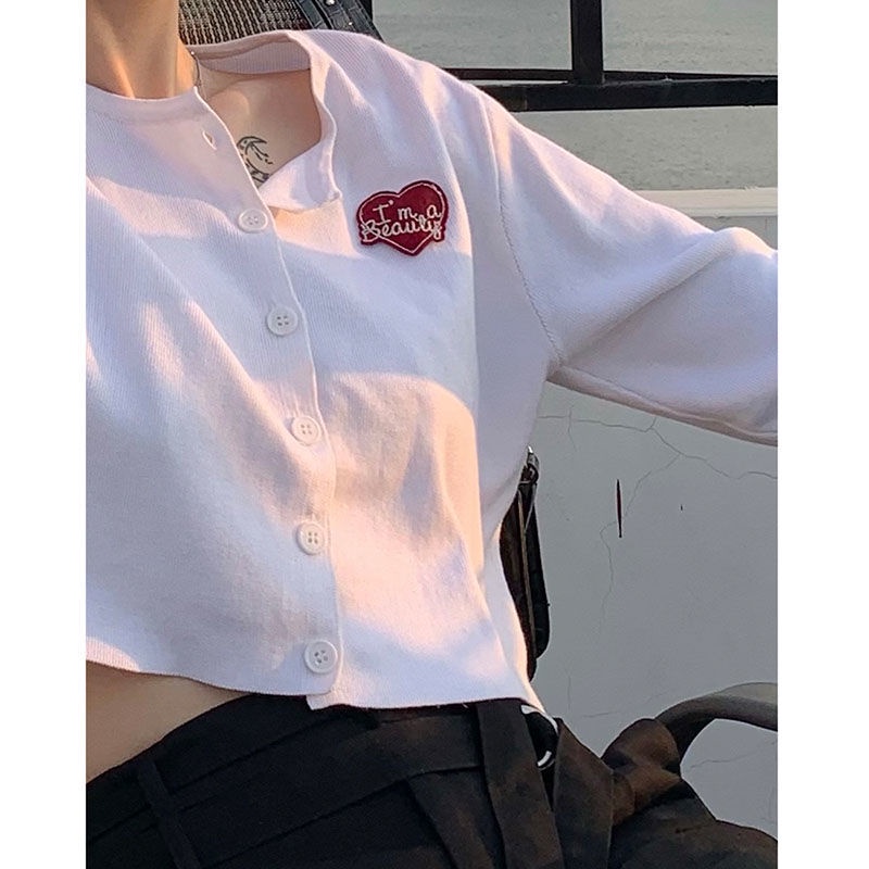 Áo cardigan dệt kim tay dài ôm dáng phong cách Hàn Quốc thời trang xuân hè cho nữ