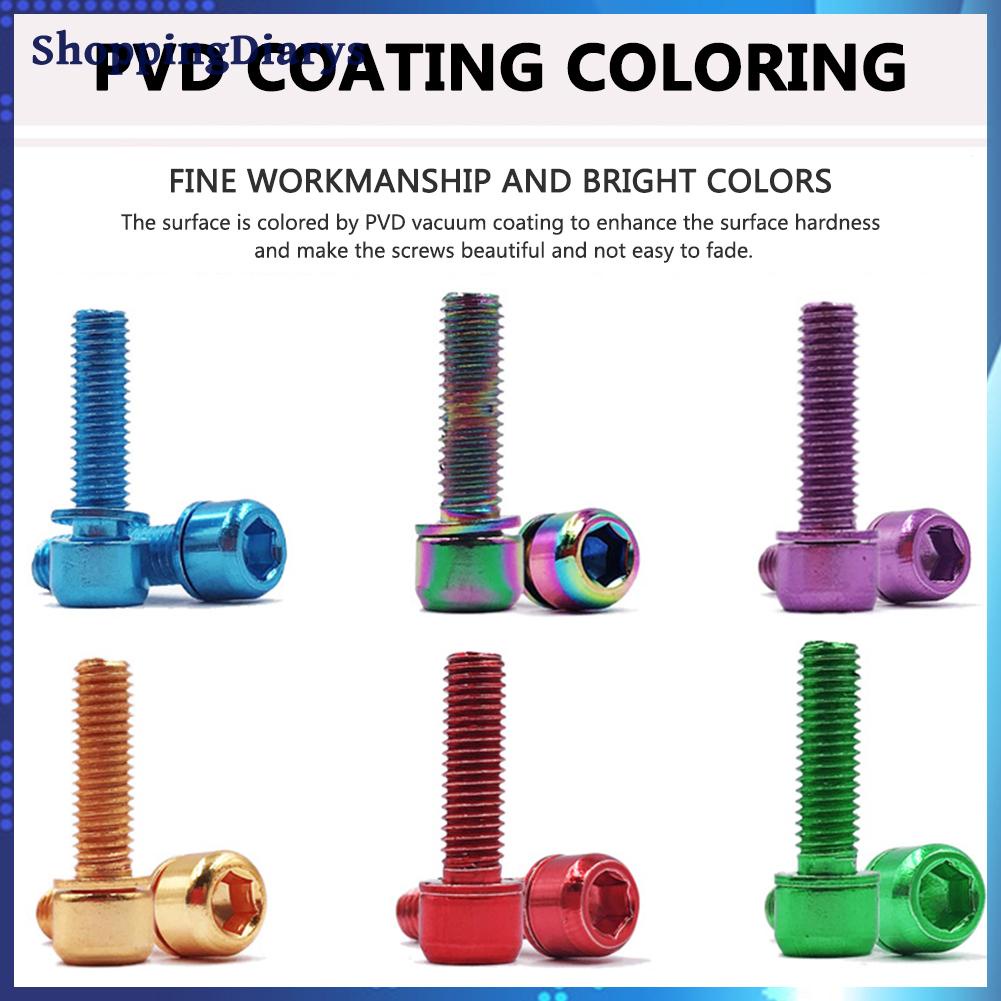 Set 6 bu lông M5X18Mm bằng titan kèm vòng đệm cho xe đạp leo núi