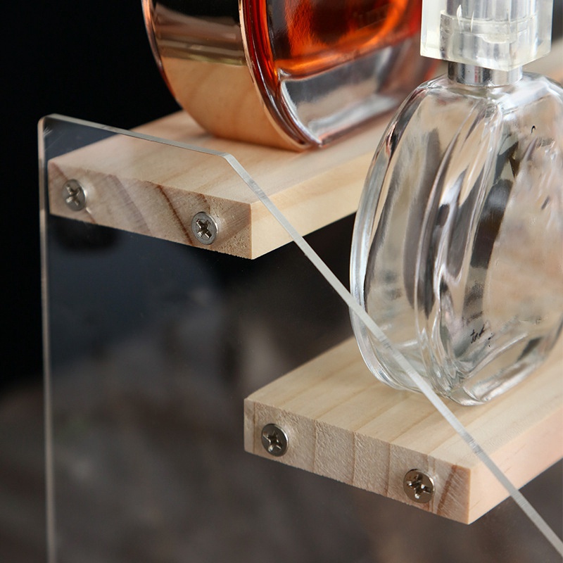 Kệ trưng bày bằng gỗ Acrylic trong suốt dáng đứng thiết kế 4 bậc cho trang sức / nước hoa