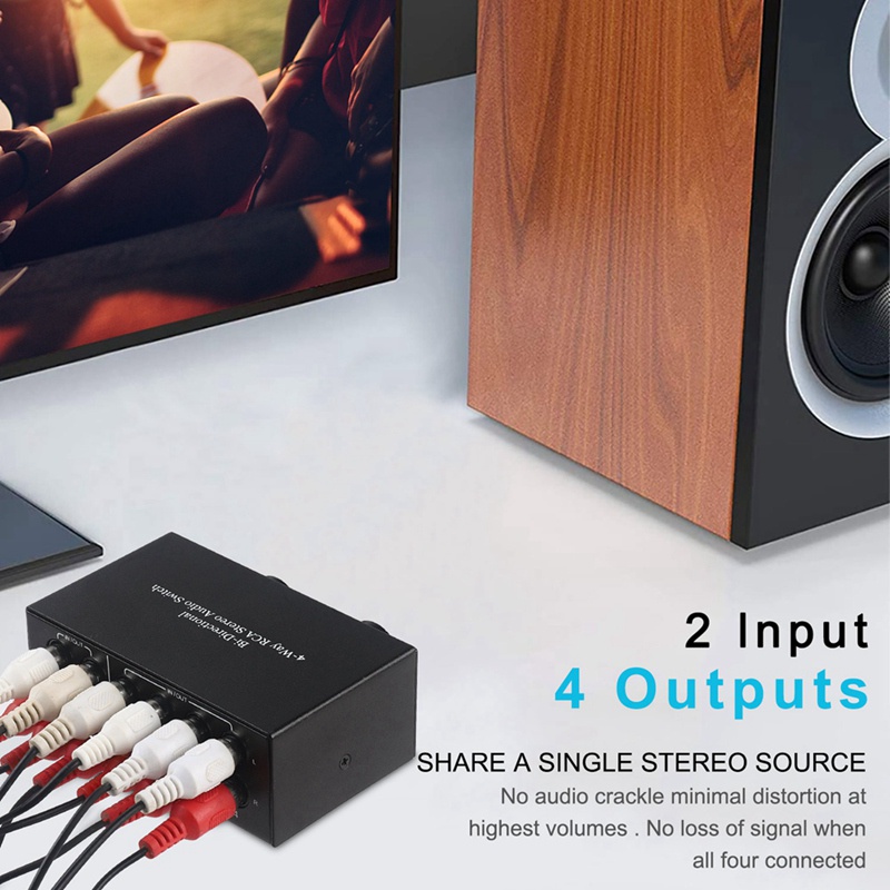 Bộ Chuyển Đổi Âm Thanh 4 Chiều RCA L / R 2 Trong 4 Đầu Ra