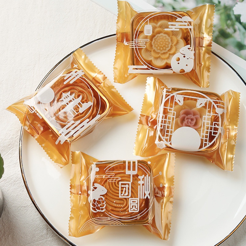 Set 100 túi đựng bánh trung thu/ bánh quy/ kẹo OSSAYI thiết kế thủ công nhiều kiểu dáng đáng yêu cho lễ trung thu