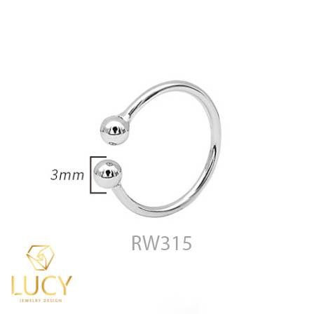 RW315 NHẪN CUFF BẠC Ý 925, XI VÀNG TRẮNG