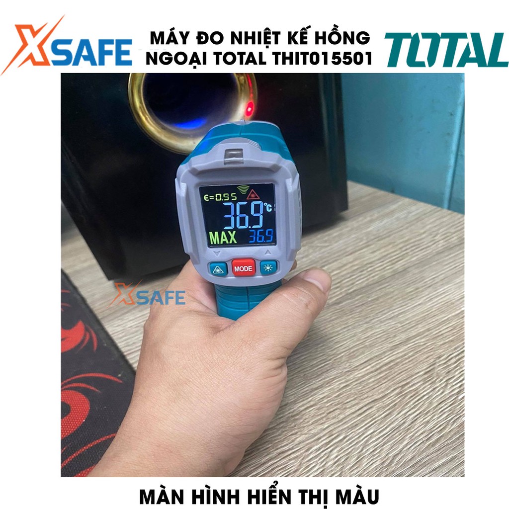 Nhiệt kế hồng ngoại TOTAL THIT015501 màn hình hiển thị màu Máy đo nhiệt cầm tay tự động tắt nguồn, có đèn nền