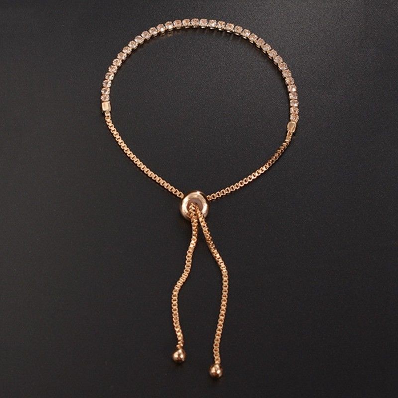 Vòng tay xi vàng hồng đính đá cho nữ