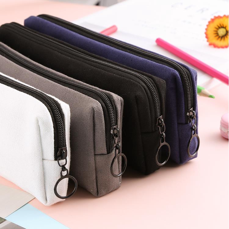 Dễ thương và đơn giản sáng tạo Cat Canvas Pencil Case Dung lượng lớn Dây kéo Hộp đựng Bút chì Hộp đựng bút chì