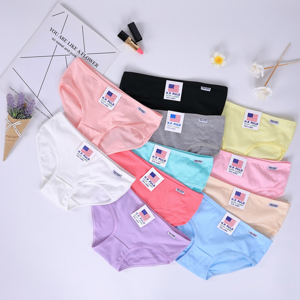 Quần lót cotton lưng thấp màu trơn size L-XXL cho nữ