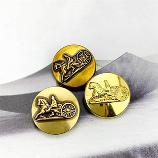 10 cái / lốc Nút may kim loại cổ điển cho áo khoác Golden Carriage Hoa văn Nhà thiết kế Nút thời trang Áo khoác Quần áo Nút trang trí