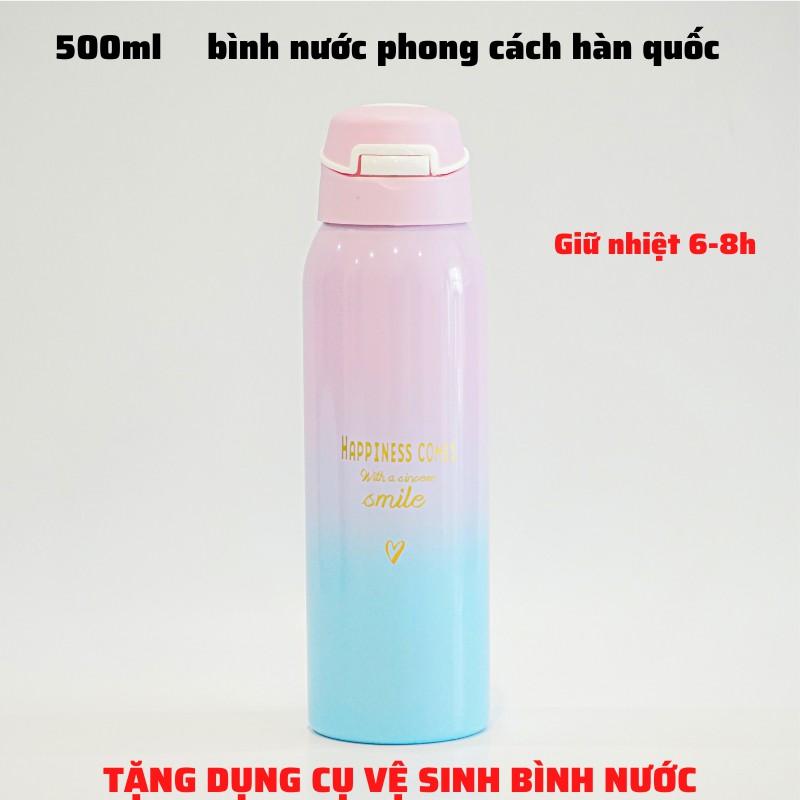 Bình giữ nhiệt 500ml chất liệu inox 304 có ống hút