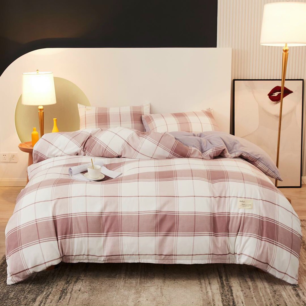 Vỏ Chăn Lồng Được Ruột Cotton Tici Kẻ Nhập Khẩu - Phòng Cách Hàn Quốc , KT 2m1x2m3