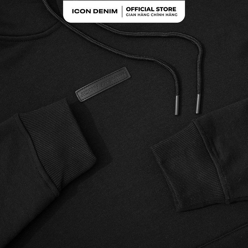 Áo Nỉ Hoodie Có Nón ICON DENIM Unisex Màu Đen Dày Dặn, Có Chữ Ký Thêu Sau Nón | BigBuy360 - bigbuy360.vn