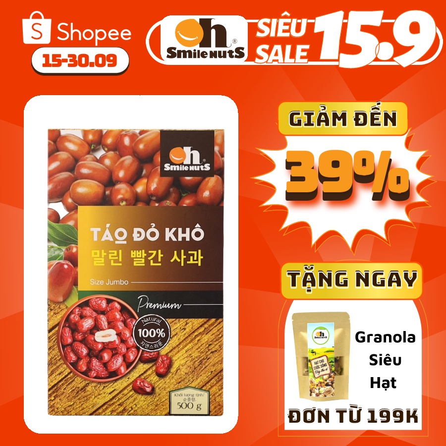 Táo Đỏ Khô Tân Cương Smile Nuts Hộp 500g