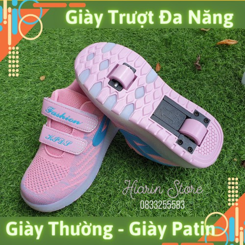Giày Trượt Patin Đa Năng Thể Thao Màu Hồng, Giày Có Bánh Xe Tháo Lắp Giấu Được Dành Cho Trẻ Em & Người Lớn