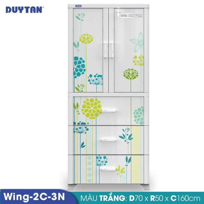 Tủ nhựa Duy Tân WING 2C - 2N có 2 cửa  và 3 ngăn chứa quần áo