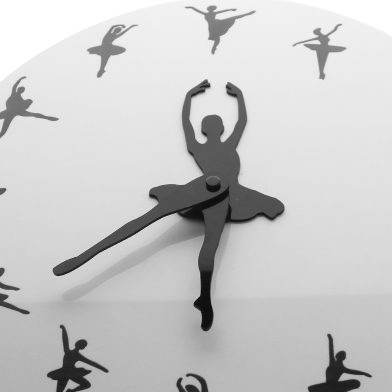 Time Ballerina Dancer Decorative Clock Wall Watch Girls Room Dancing Studio Deco