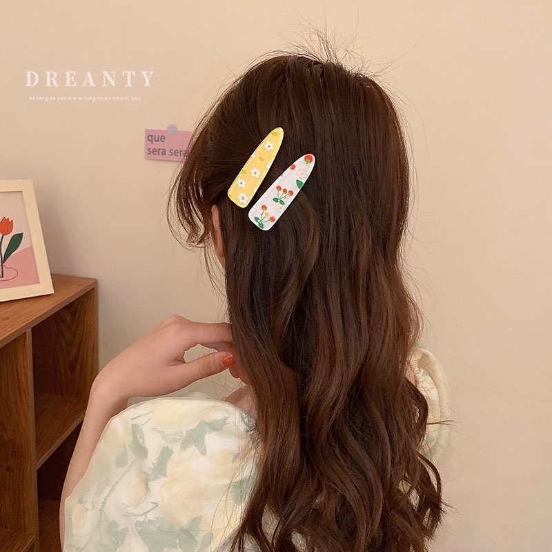 Kẹp Tóc BB Họa Tiết Hoa / Trái Cây / Giọt Nước Phong Cách Hàn Quốc Đơn Giản Dễ Phối Đồ