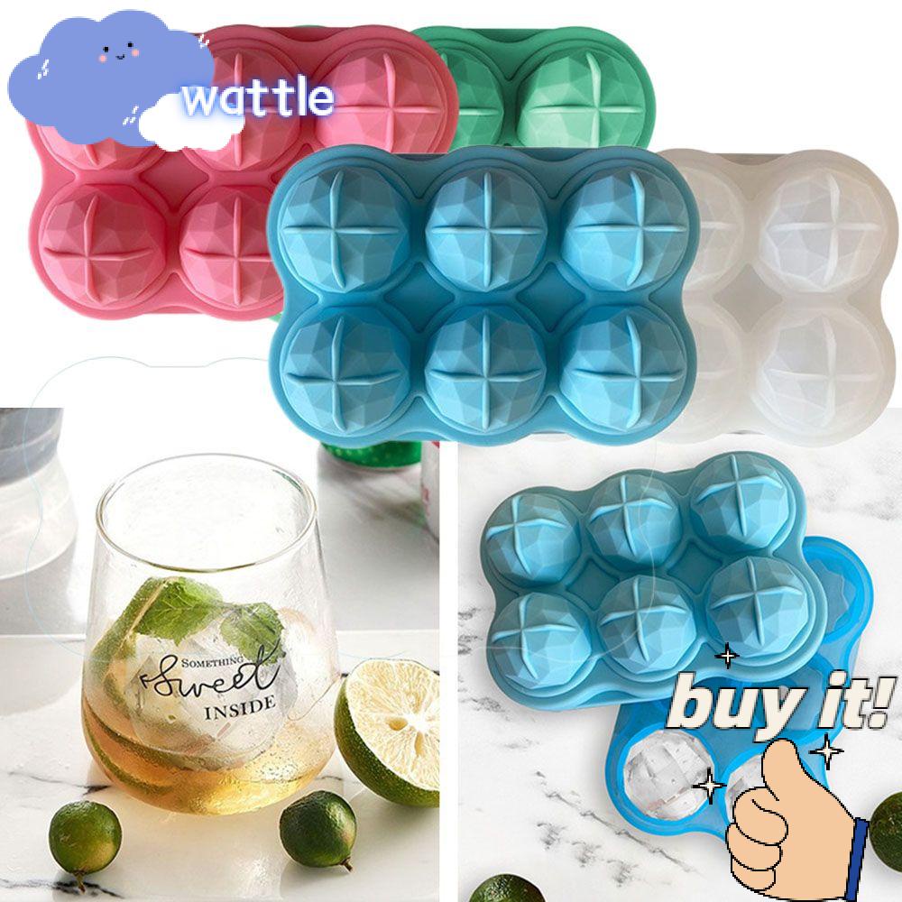 WATTLE Creative Ice Ball Form No Leaking Ice Cream Ball Maker Ice Cube Maker for Whiskey Sphere Reusable Silicone Mould Ice Cube Mold Bars 3D Diamond Shape/Multicolor