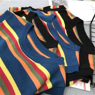 Áo 3 lỗ len gân sọc màu