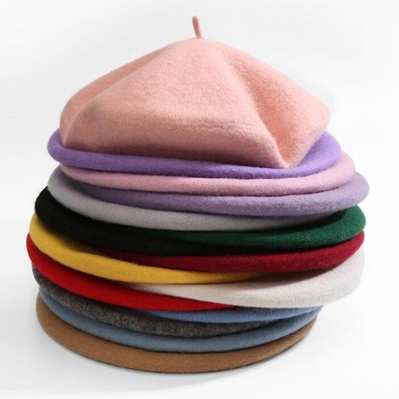 Nón beret len kiểu họa sĩ Pháp giữ ấm 1 màu cho nữ