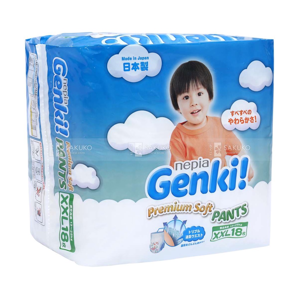 Bỉm Quần Genki Premium Soft Size XXl 18 Miếng Giúp Bé Yêu Thoải Mái Hoạt Động Cả Ngày Mà Không Lo Khó Chịu