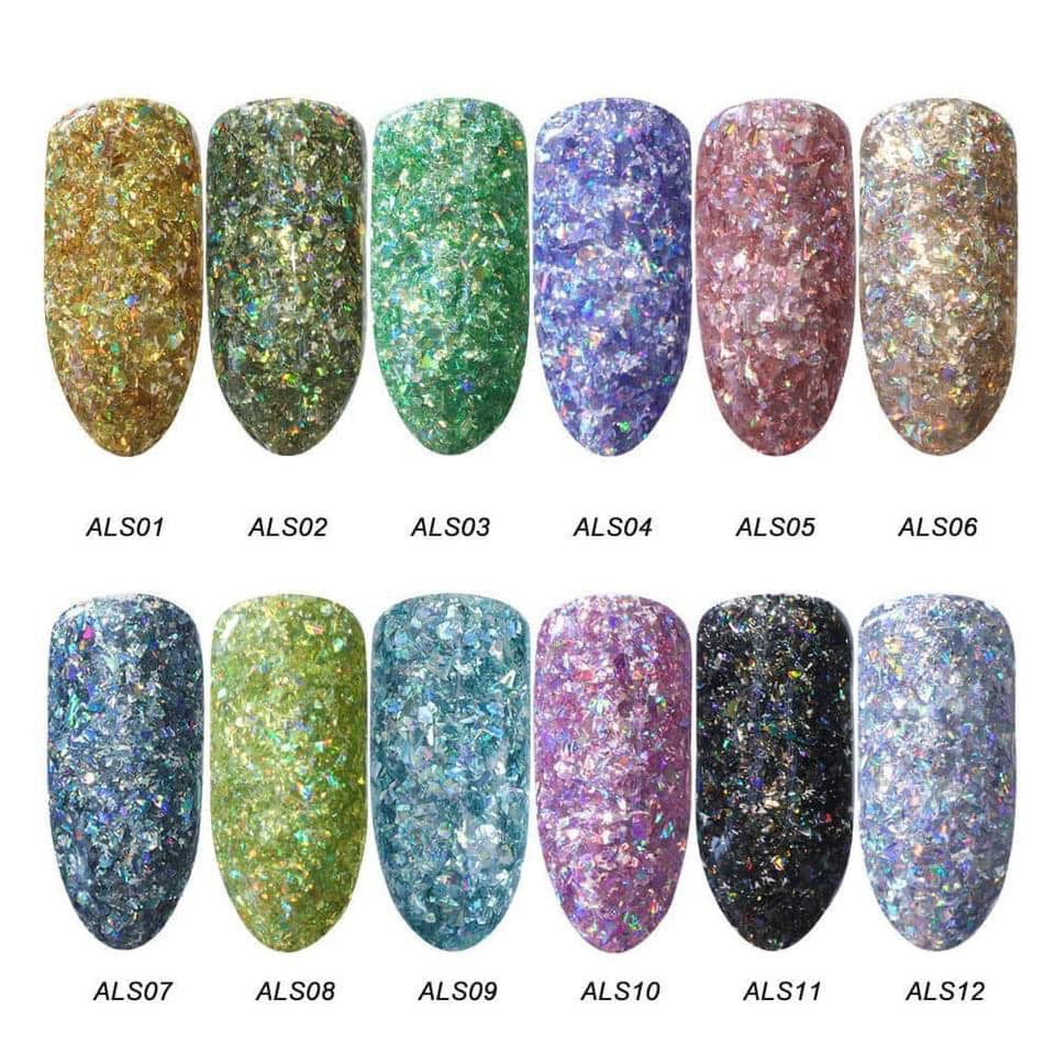 Nhũ khổng tước 12 màu trang trí móng sang chảnh