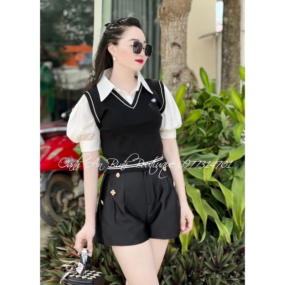 Áo sơ mi phối len monngtoghi siêu xinh