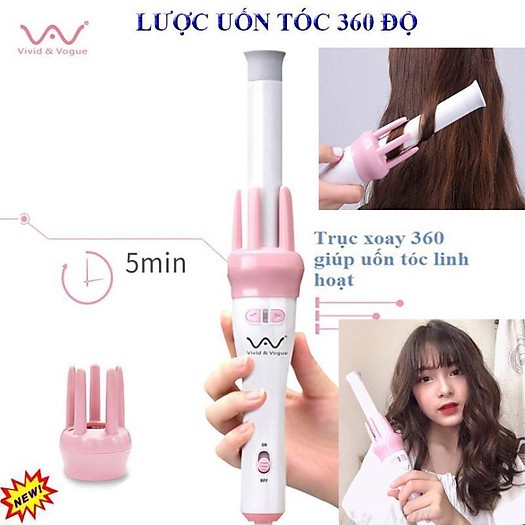 Máy uốn tóc tự động xoay 360 độ làm xoăn tóc tự nhiên