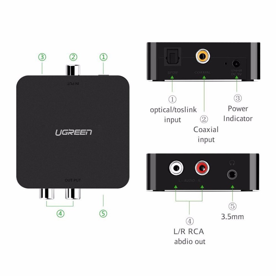 Bộ chuyển đổi âm thanh từ quang, Coaxial sang AV Ugreen 30910 - 30523 chính hãng - HapuStore